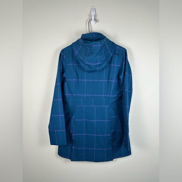 Outdoor Research OR Women’s Size Medium Decibelle Jacket Coat Plaid Blue Hooded - Picture 4 of 8